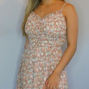 French Kiss Chic Floral Mini Dress with Spaghetti Straps Size L New